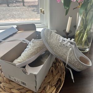 White Glitter Keds - women’s 8.5
